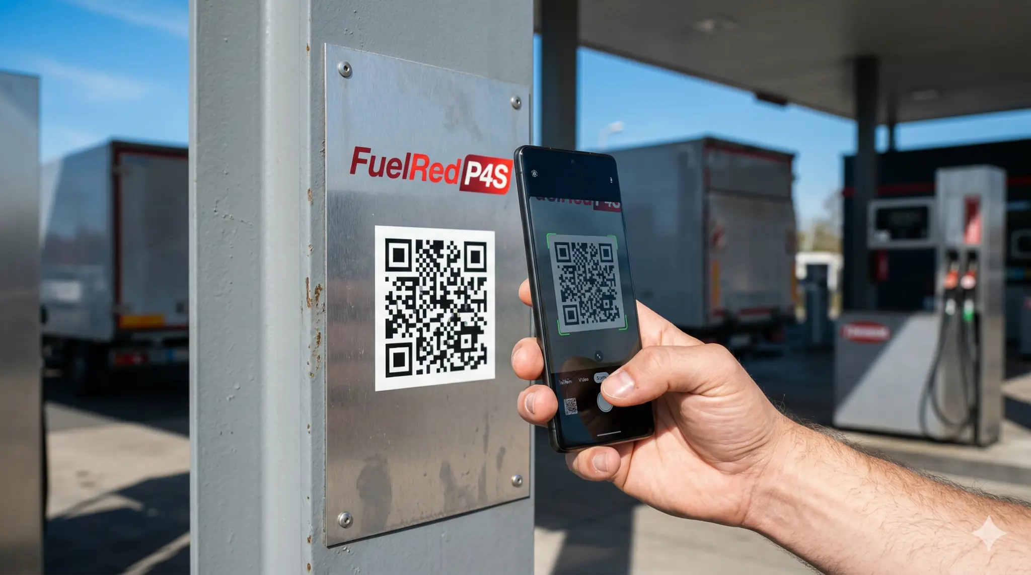 Escaneo de código QR FuelRed P4S en dispensador