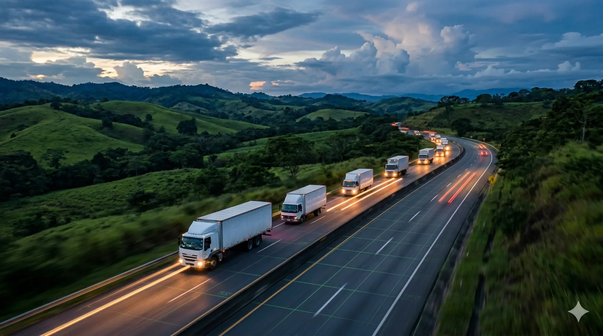 Convoy de vehículos de flota identificados